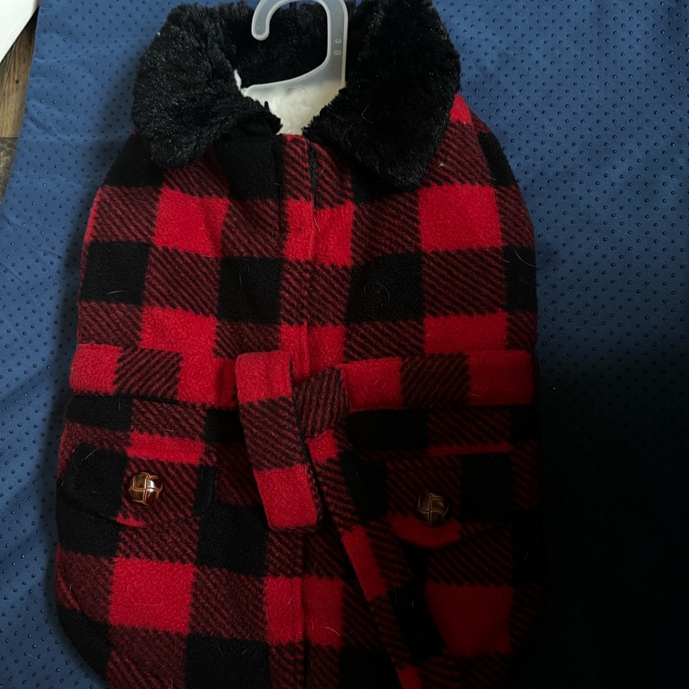 Plaid dog Jacket with Black Collar